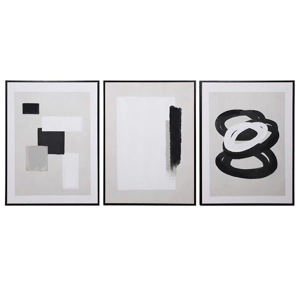 Set of 3 Monochrome Minimalist Abstract Wall Art