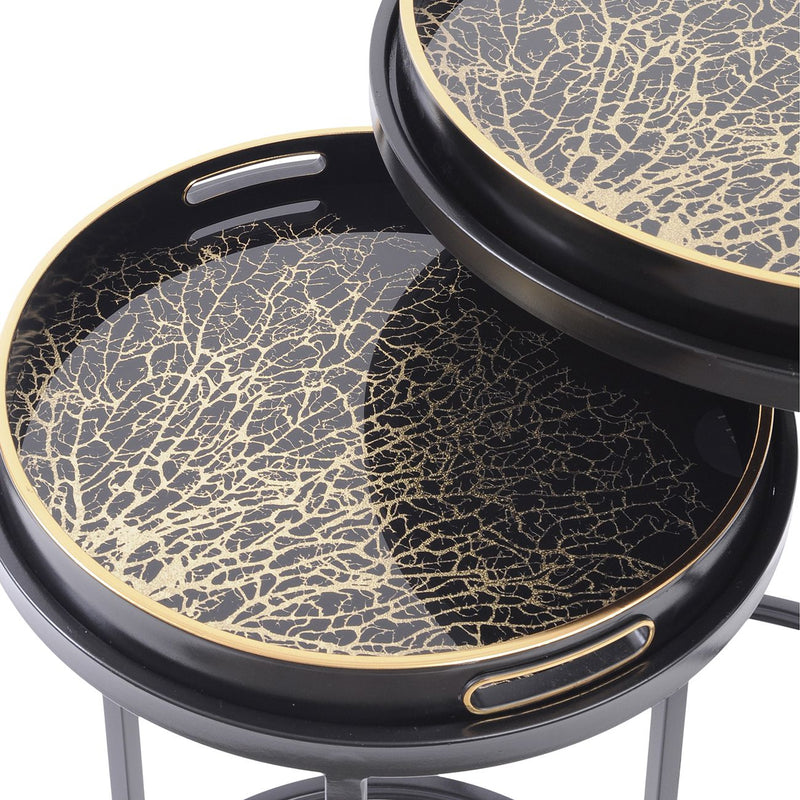 Coral design set of two side tables