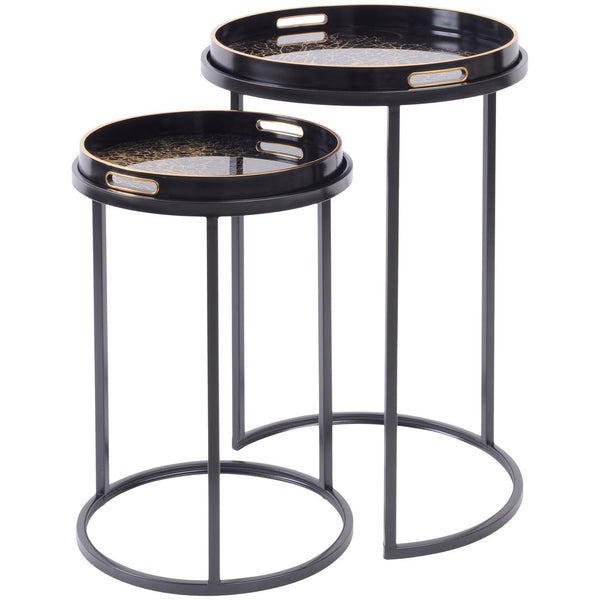 Coral design set of two side tables