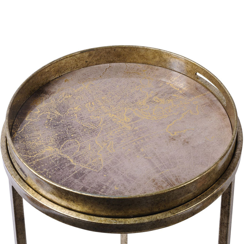 Vienna Antique Gold Atlas set of two side tables