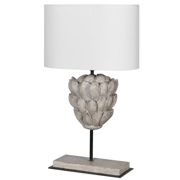 Grey carved lamp