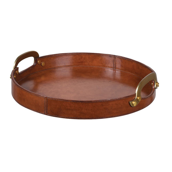 Brown leather tray