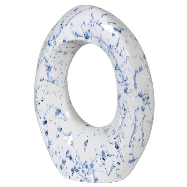 Blue & White Oval Ceramic